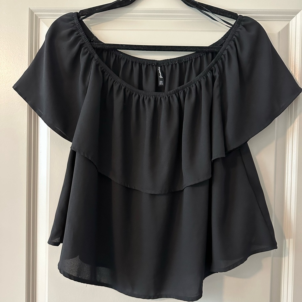 Stradivarius black off shoulder top